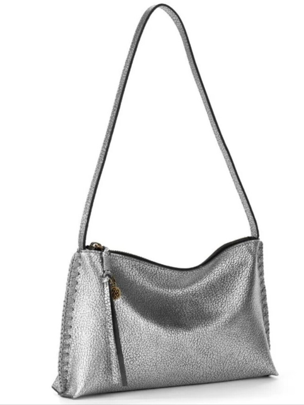 The Sak Mariposa Mini Shoulder Bag Dark Silver Metallic Leather NWT - Picture 2 of 7